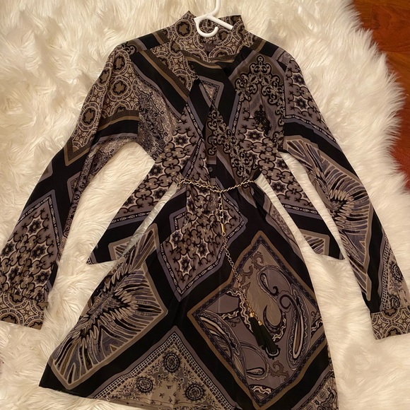 HALE BOB Silk Long Sleeve Crepe de Chine Belted Shirt Dress L $355 Large - Picture 4 of 14